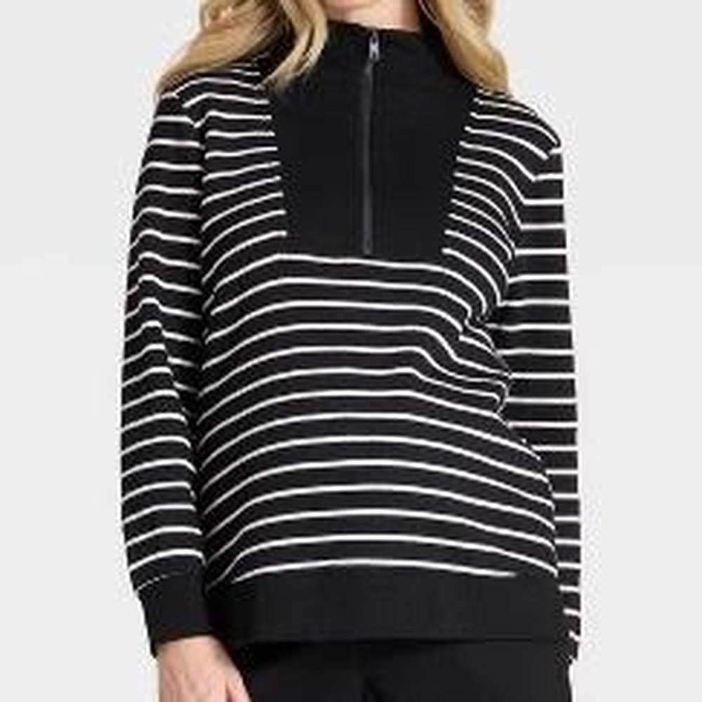 Ingrid & Isabel Women's Maternity Quarter Zip Pullover Top